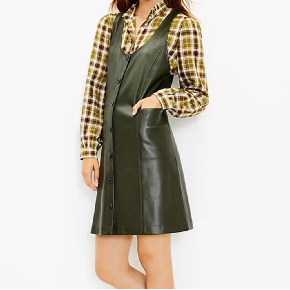 LOFT Olive Leather Dress